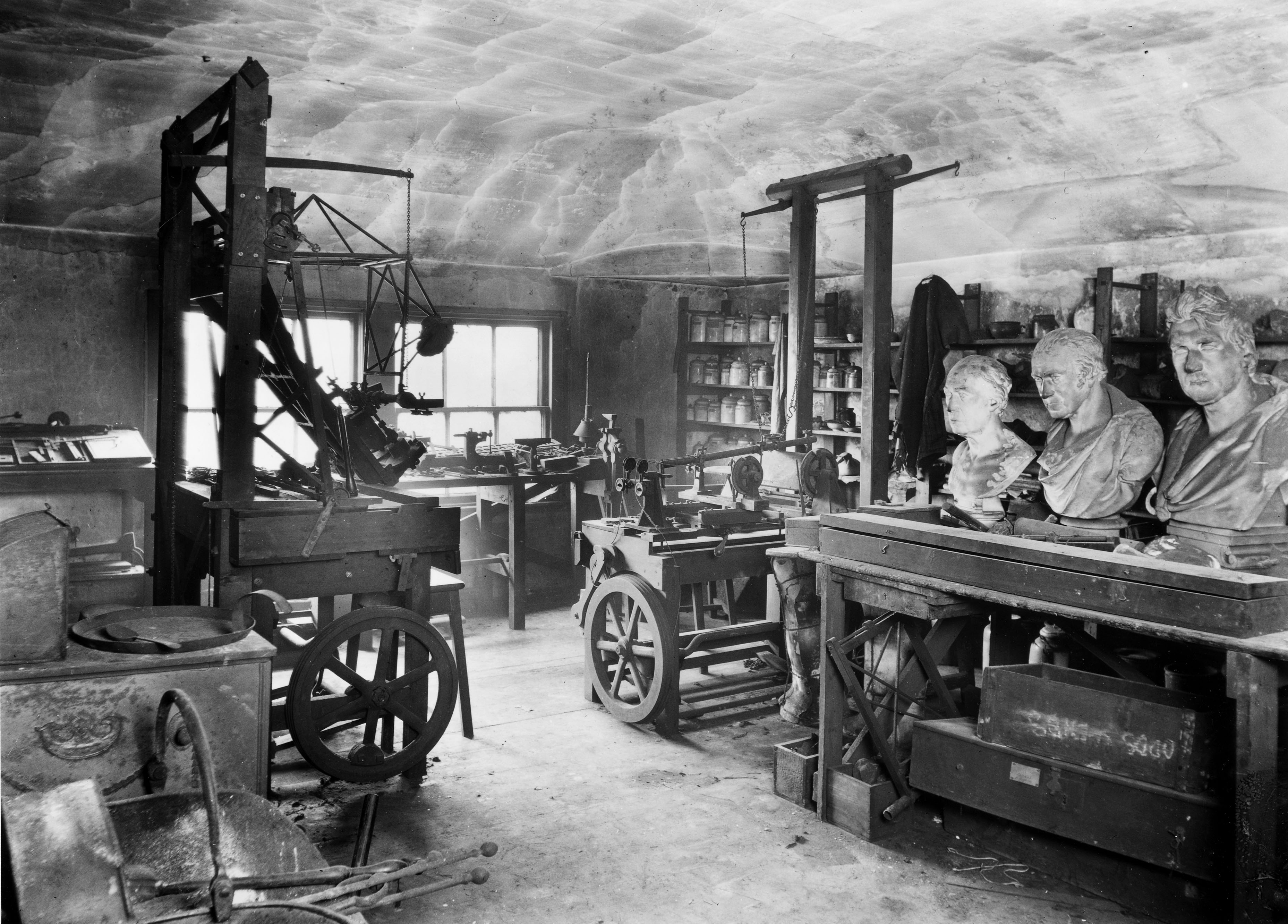 Image: The workshop of James Watt (1736-1819), December 1924. One of four photographs taken at Heathfield by J Willoughby Harr © Science Museum/Science & Society Picture Library
