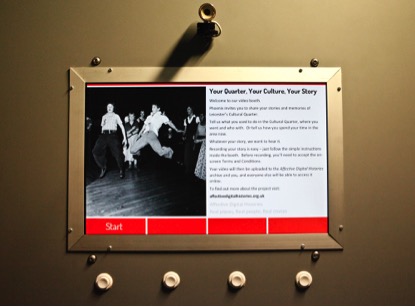 Image1: Video booth from Affective Digital Histories, showing a photograph of jive dancing in a Leicester venue