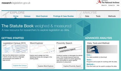 Image: Screenshot from the Big Data for Law website: research.legislation.gov.uk